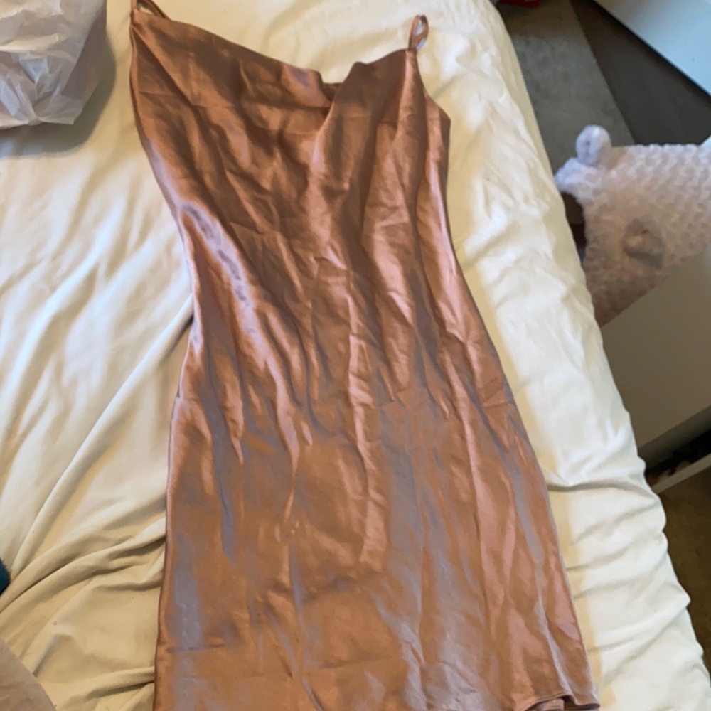 A champagne satin dress